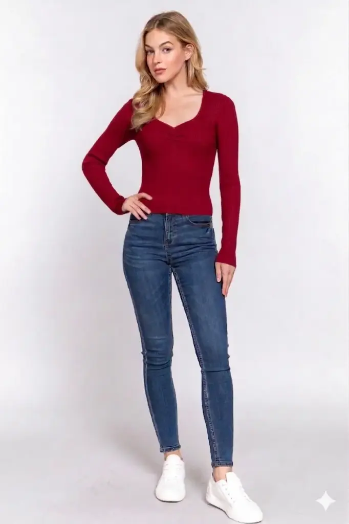 Sweetheart Neckline Ribbed Top
SW12603