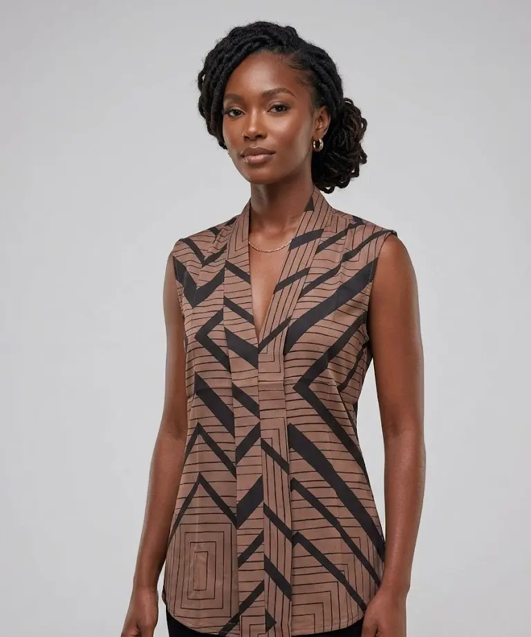 Patterned Armless Satin Top
TB8608B/2512