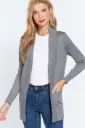 L/S Rib Banded Open Cardigan 
SW1948/2403