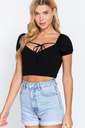 Ribbed Front Tie Crop Top
T13095