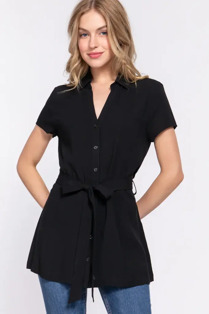 S/S Button Down Hip Length Shirt
T13503/2512