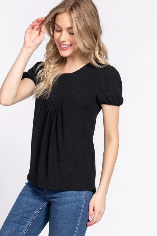 S/S Button Front Knitted Top
T13568/2512