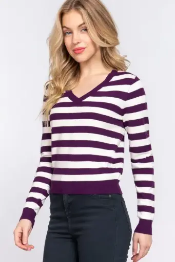 L/S V Neck Stripe Sweater
SW13700/2512