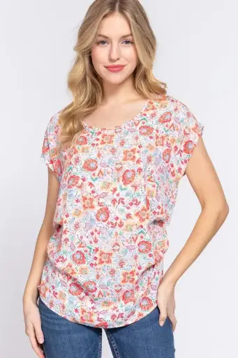 S/S Round Neck Top W Side Pleats
T13430/2512