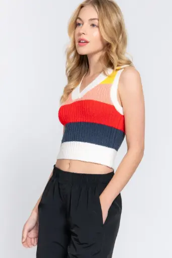 Sleeveless VN Color Block Sweater
T13852/2512