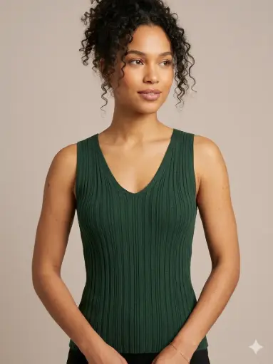 Sleeveless V Neck Sweater Knit Top
TW1389/2512