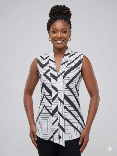 Patterned Armless Satin Top
TB8608B/2512